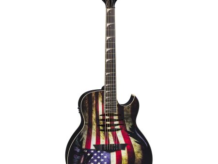 Dean Mako Valor Acoustic Electric Guitar w  USA War Torn Flag Image Discount