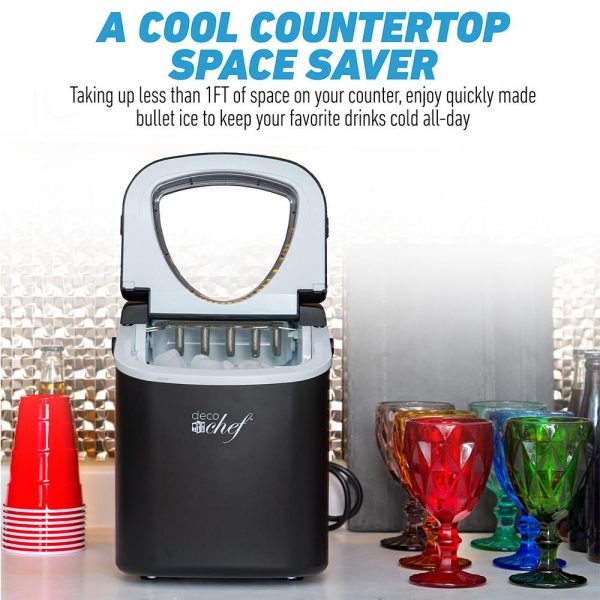 Deco Chef Compact Countertop Ice Maker 26LBs in 24HRs, 9 Ice Cubes in 6 Minutes, Black Online