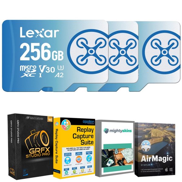 Lexar 256 GB FLY microSDXC UHS-I Memory Card (3-Pack) + Drone Software Bundle For Cheap