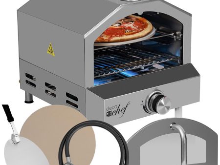 Deco Chef 2-in-1 Propane Gas Pizza Oven & Grill, Portable, with Pizza Stone, Peel, Rack Hot on Sale