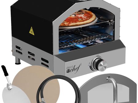 Deco Chef 2-in-1 Propane Gas Pizza Oven & Grill, Portable, with Pizza Stone & Peel, Black For Cheap